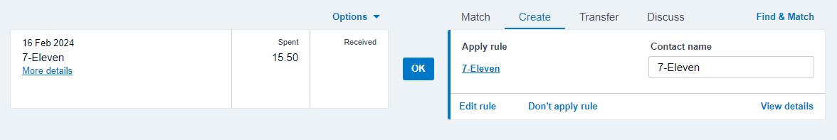 apply a bank rule in reconciliations Xero